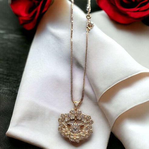 Floral Elegance Gold Necklace - D146 - 1